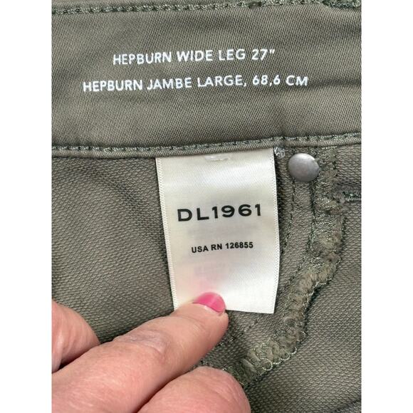 DL 1961 Women's 31 Hepburn Wide Leg High Rise Ankle Jeans Green Boho Casual - Picture 7 of 10